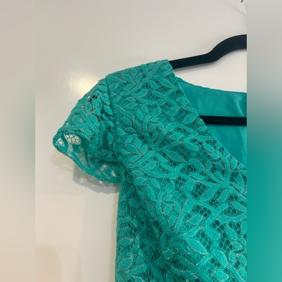 LILLY PULITZER seafoam green Jungle Lace short sleeve Erica shift dress S - Picture 3 of 10
